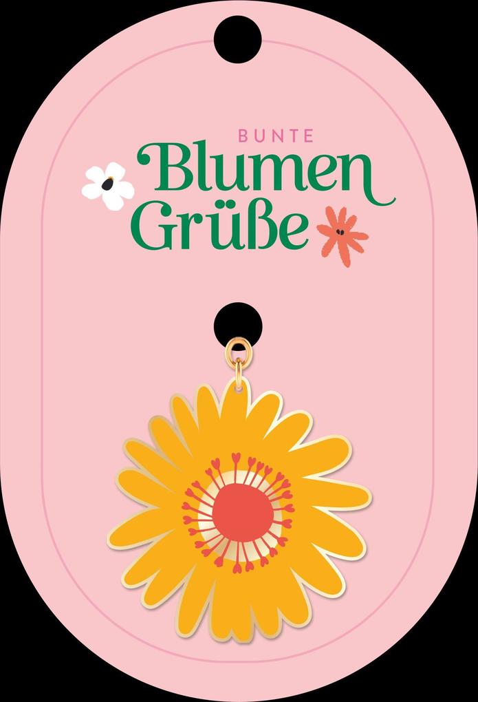 Weitere Ansicht: Bunte Blumengrüße Emaille-Schlüsselanhänger gelb