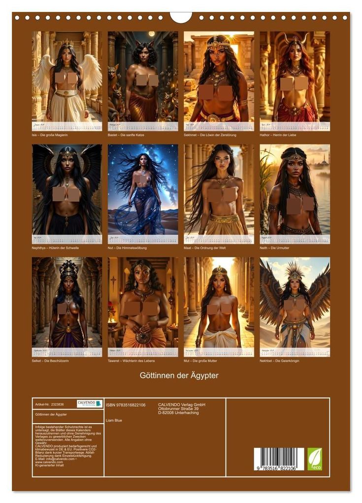 Weitere Ansicht: Göttinnen der Ägypter (Wandkalender 2027 DIN A3 hoch), CALVENDO Monatskalender | Calvendo, Liam Blue