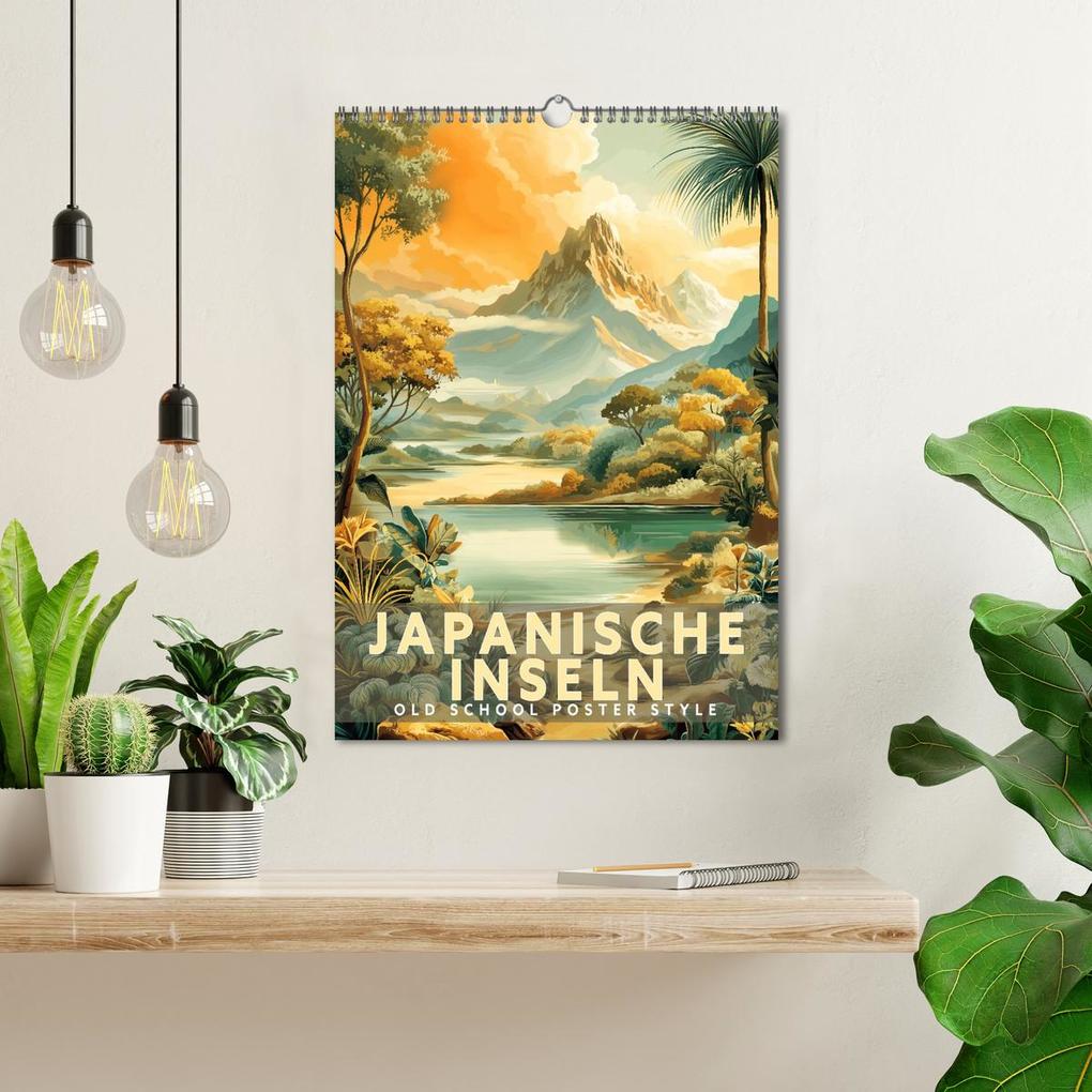 Weitere Ansicht: Japanische Inseln - Old School Poster Style (Wandkalender 2027 DIN A3 hoch), CALVENDO Monatskalender | Val Thoermer, Calvendo