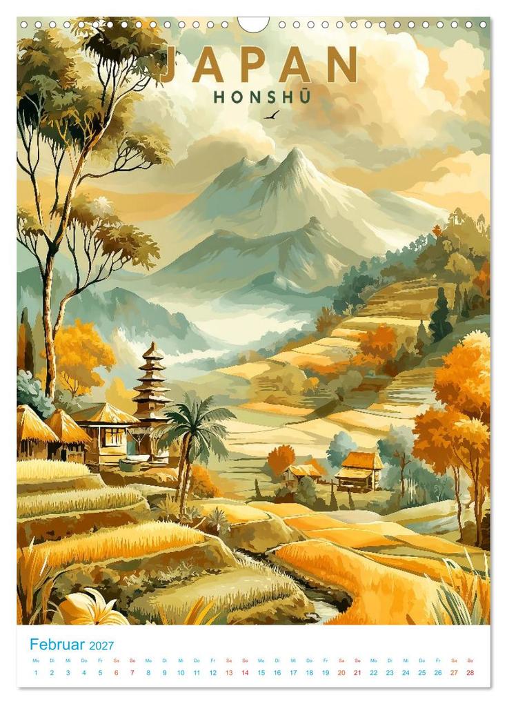 Weitere Ansicht: Japanische Inseln - Old School Poster Style (Wandkalender 2027 DIN A3 hoch), CALVENDO Monatskalender | Val Thoermer, Calvendo
