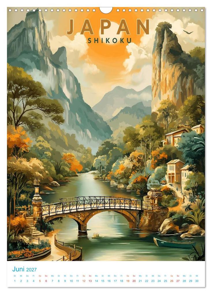 Weitere Ansicht: Japanische Inseln - Old School Poster Style (Wandkalender 2027 DIN A3 hoch), CALVENDO Monatskalender | Val Thoermer, Calvendo