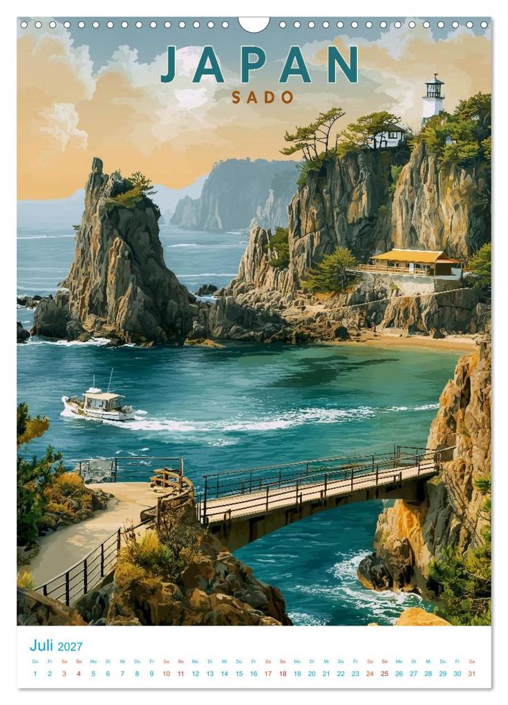 Weitere Ansicht: Japanische Inseln - Old School Poster Style (Wandkalender 2027 DIN A3 hoch), CALVENDO Monatskalender | Val Thoermer, Calvendo