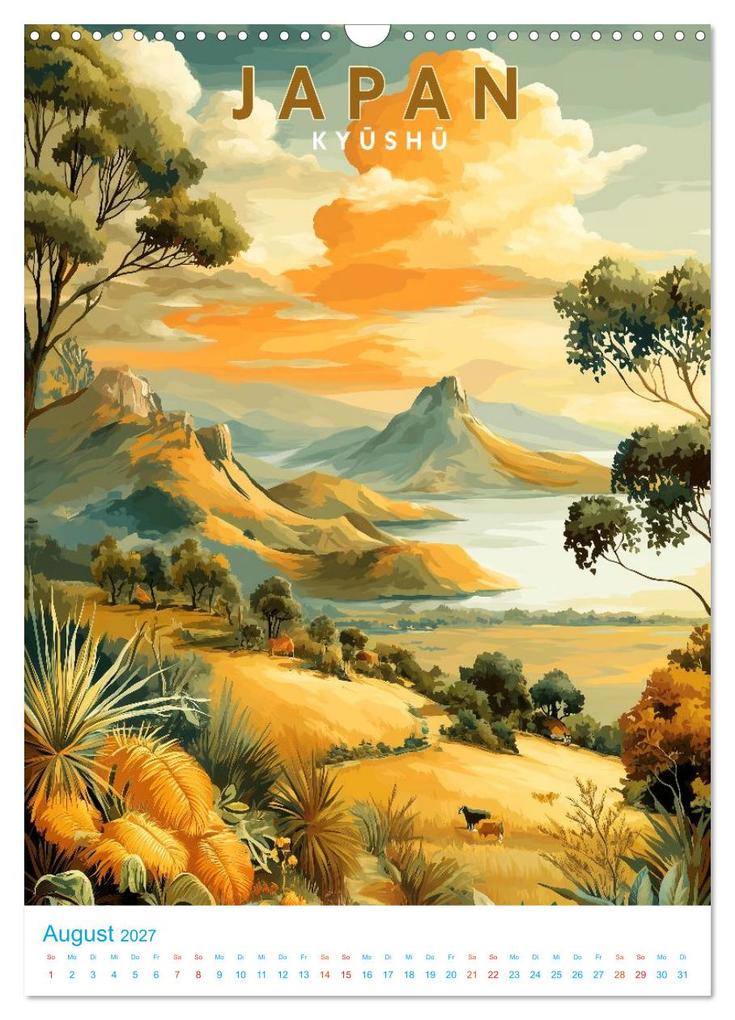 Weitere Ansicht: Japanische Inseln - Old School Poster Style (Wandkalender 2027 DIN A3 hoch), CALVENDO Monatskalender | Val Thoermer, Calvendo