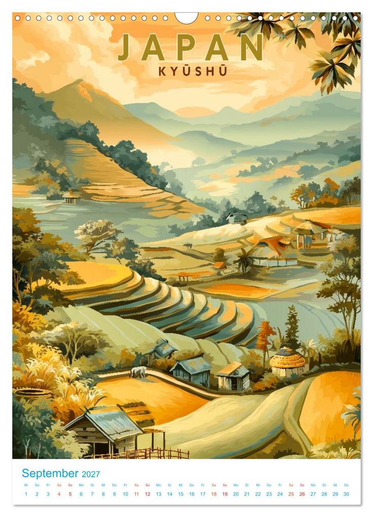 Weitere Ansicht: Japanische Inseln - Old School Poster Style (Wandkalender 2027 DIN A3 hoch), CALVENDO Monatskalender | Val Thoermer, Calvendo