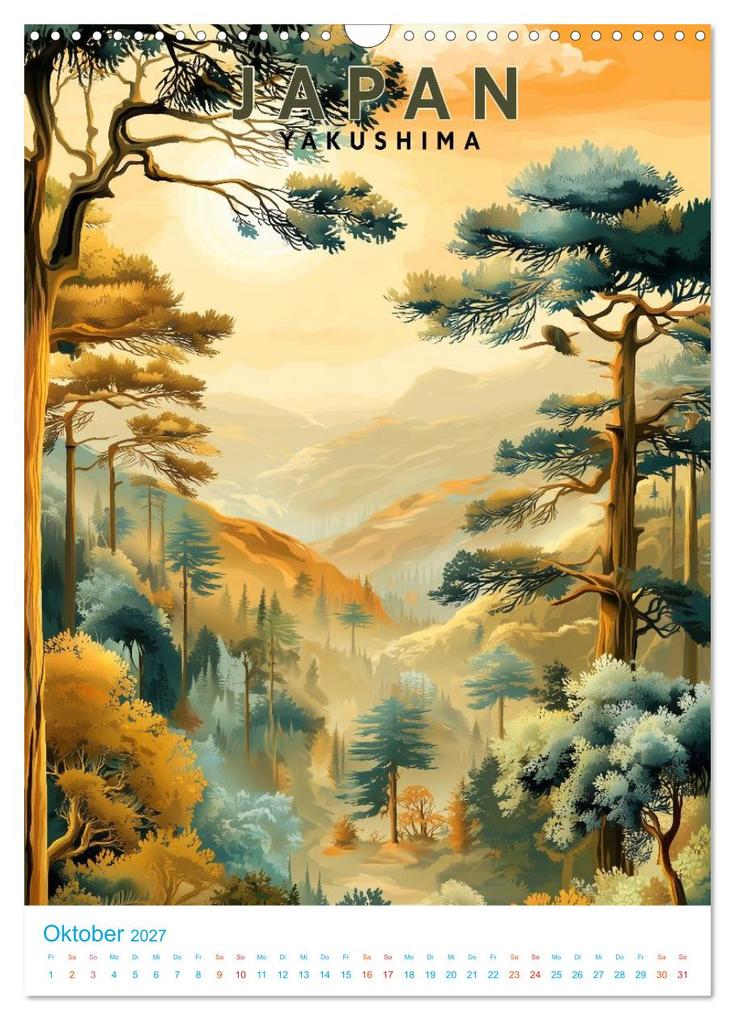Weitere Ansicht: Japanische Inseln - Old School Poster Style (Wandkalender 2027 DIN A3 hoch), CALVENDO Monatskalender | Val Thoermer, Calvendo