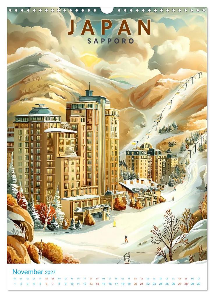 Weitere Ansicht: Japanische Inseln - Old School Poster Style (Wandkalender 2027 DIN A3 hoch), CALVENDO Monatskalender | Val Thoermer, Calvendo