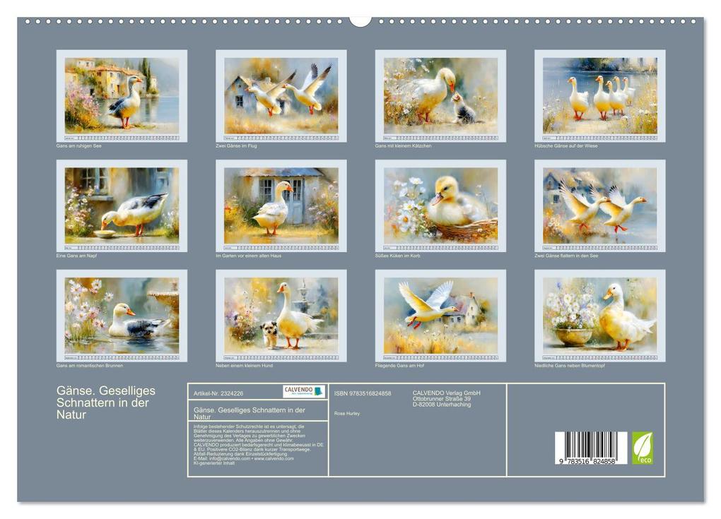Weitere Ansicht: Gänse. Geselliges Schnattern in der Natur (hochwertiger Premium Wandkalender 2027 DIN A2 quer), Kunstdruck in Hochglanz | Rose Hurley, Calvendo