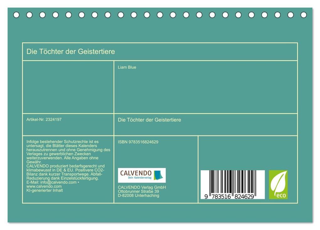 Weitere Ansicht: Die Töchter der Geistertiere (Tischkalender 2027 DIN A5 quer), CALVENDO Monatskalender | Liam Blue, CALVENDO