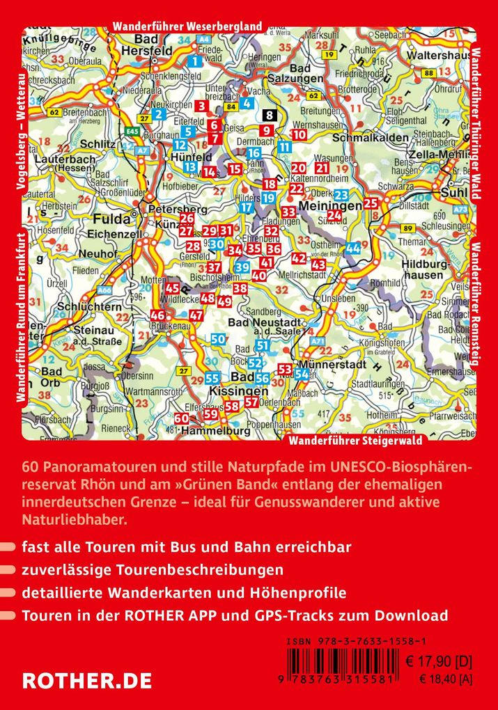 Weitere Ansicht: ROTHER Wanderführer Rhön. 60 Panoramatouren im UNESCO-Biosphärenreservat Rhön und entlang des 'Grünen Bands' | Torsten Bieder, Daniela Knor