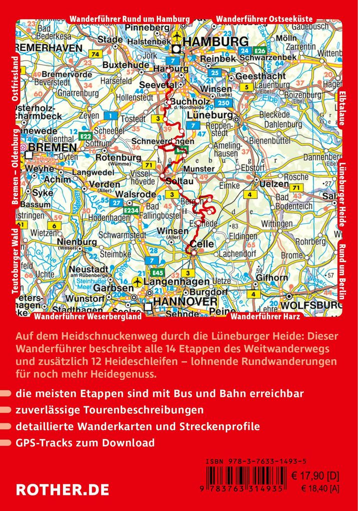 Weitere Ansicht: ROTHER Wanderführer Heidschnuckenweg. 14 Etappen von Hamburg-Fischbek nach Celle - mit 12 zusätzlichen Heideschleifen | Wolfgang Schwartz