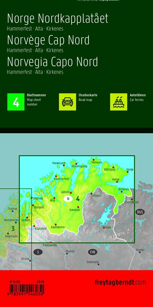 Weitere Ansicht: freytag & berndt Straßenkarte Norwegen Nordkap, Hammerfest - Alta - Kirkenes 1:400.000