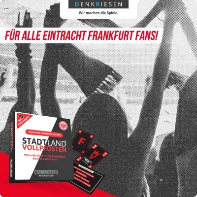 Weitere Ansicht: DENKRIESEN - STADT LAND VOLLPFOSTEN® - Das Kartenspiel - Eintracht Frankfurt EDITION - "Wenn der Kopf richtig funktioniert, ist er das dritte Bein." | Denis Görz, Ricardo Barreto