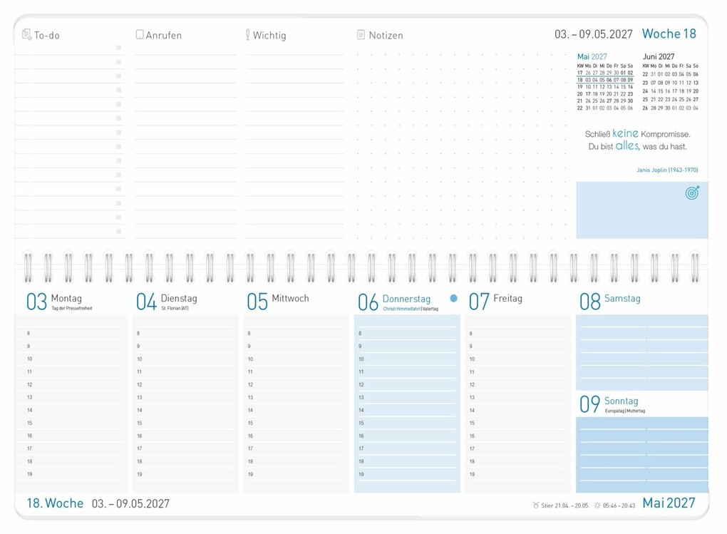 Weitere Ansicht: Tischkalender 17 Monate 26/27 [Königsblau] | Andreas Reiter
