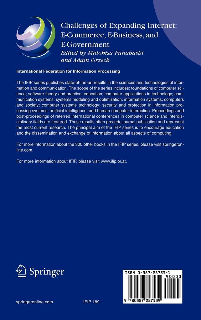 Weitere Ansicht: Challenges of Expanding Internet: E-Commerce, E-Business, and E-Government