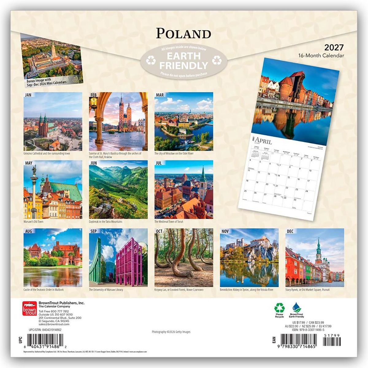 Weitere Ansicht: Poland - Polen 2027 - 16-Monatskalender | Browntrout Publishers
