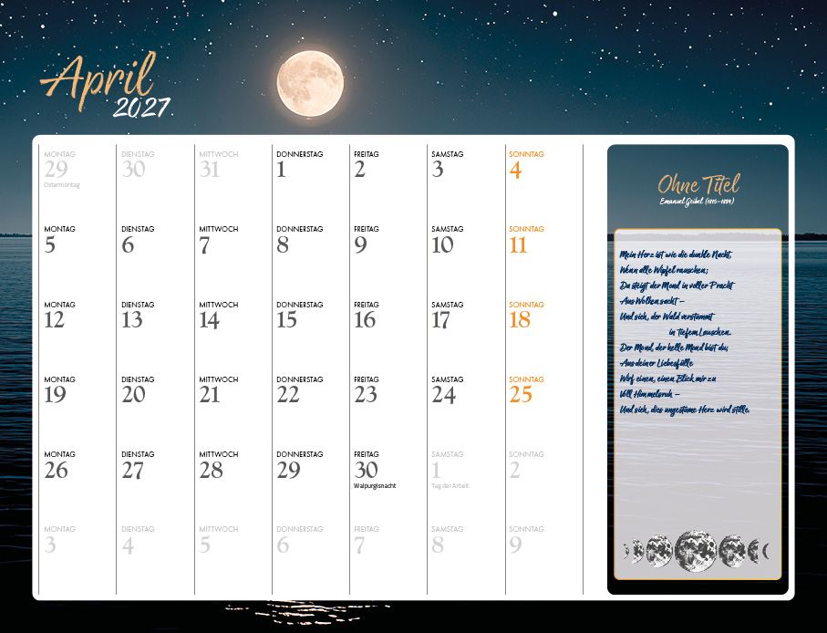 Weitere Ansicht: Mein lyrischer Mondkalender 2027 Eintragkalender