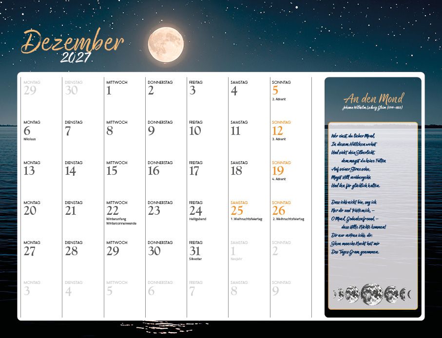 Weitere Ansicht: Mein lyrischer Mondkalender 2027 Eintragkalender