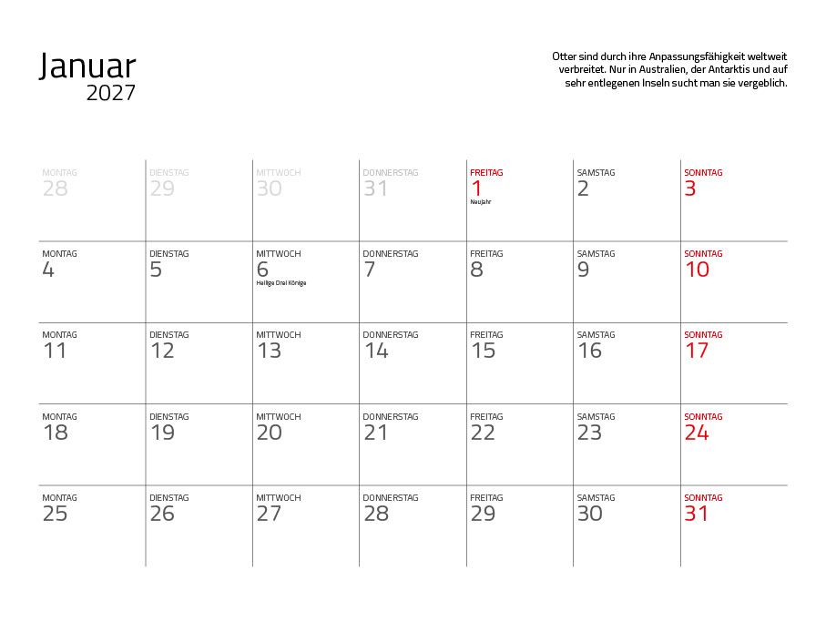Weitere Ansicht: Otter Kalender 2027 Wandkalender Eintragkalender