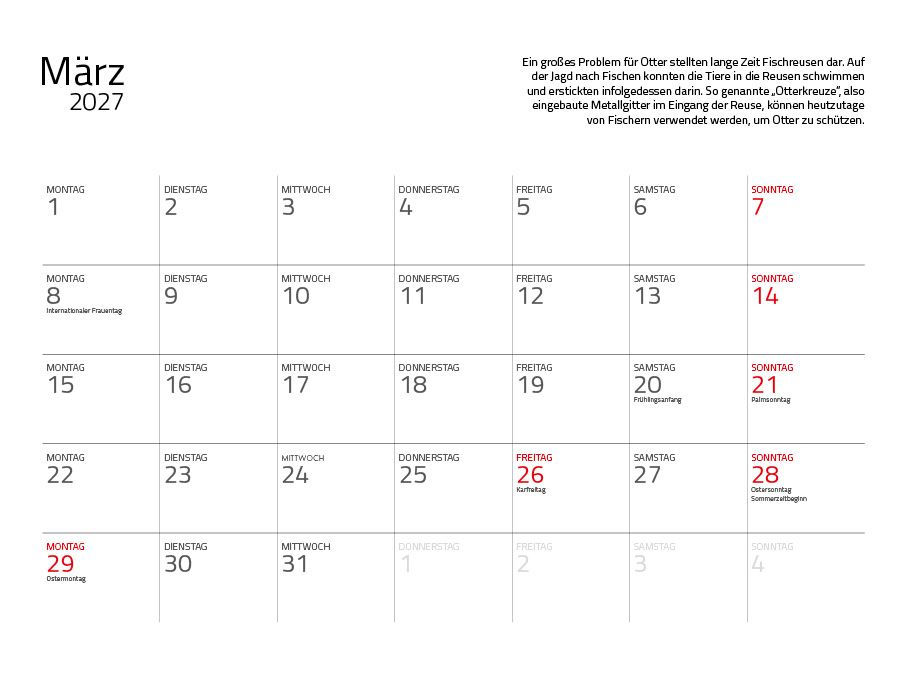 Weitere Ansicht: Otter Kalender 2027 Wandkalender Eintragkalender