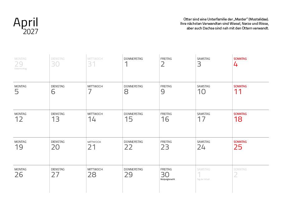 Weitere Ansicht: Otter Kalender 2027 Wandkalender Eintragkalender