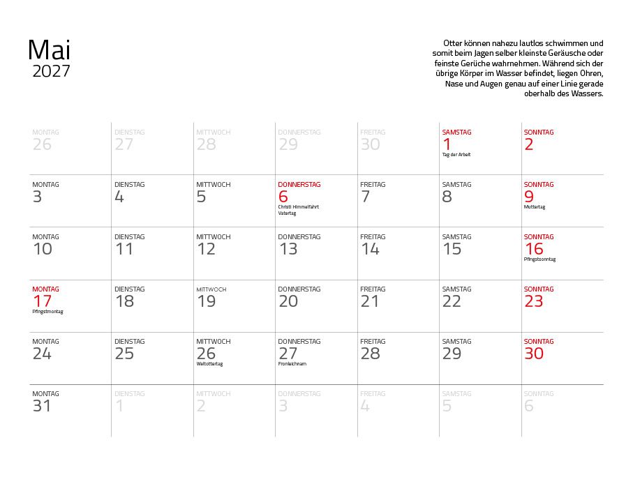 Weitere Ansicht: Otter Kalender 2027 Wandkalender Eintragkalender
