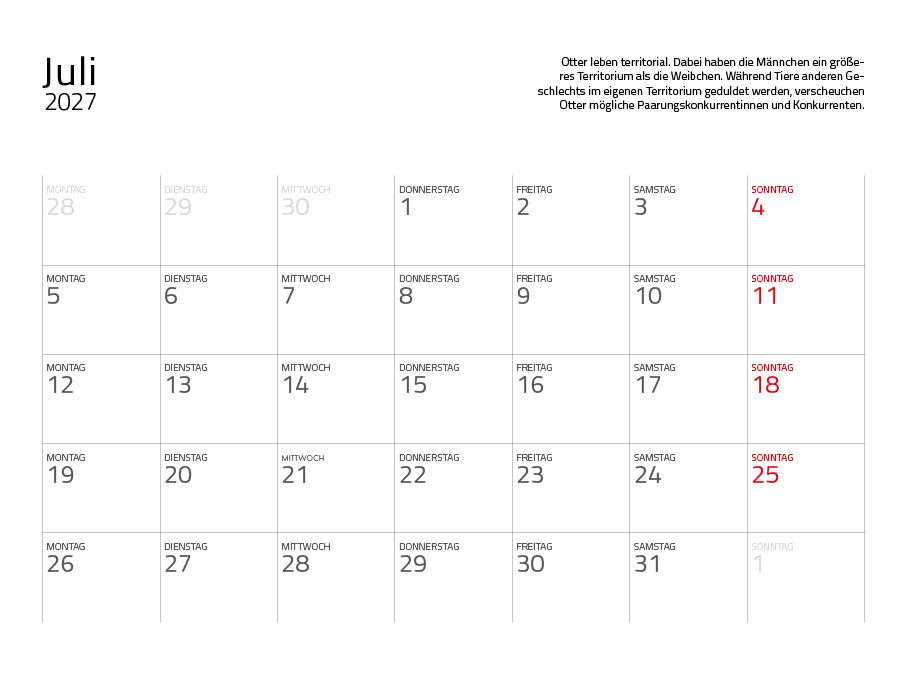 Weitere Ansicht: Otter Kalender 2027 Wandkalender Eintragkalender