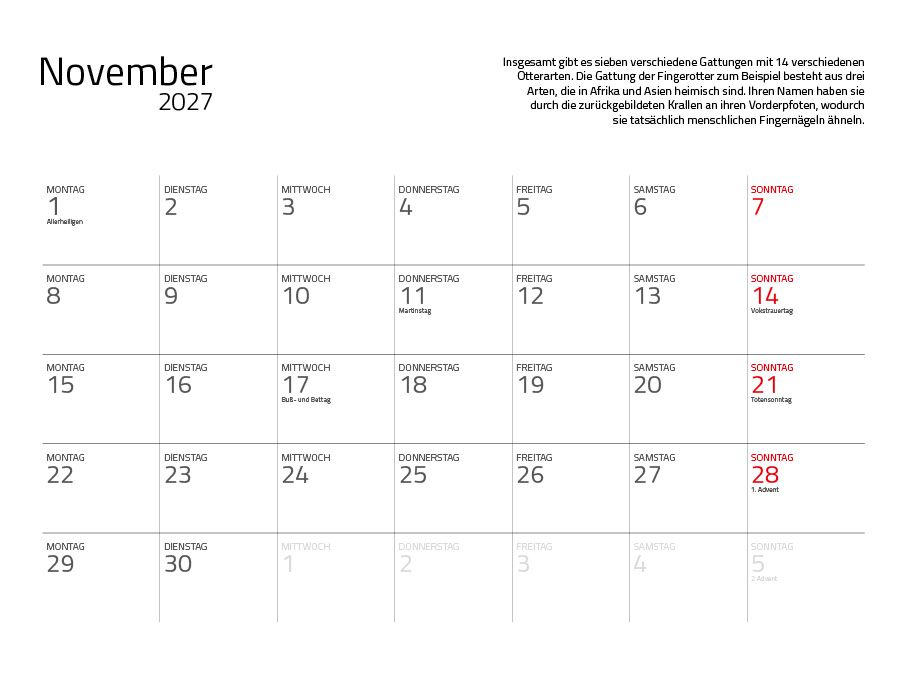 Weitere Ansicht: Otter Kalender 2027 Wandkalender Eintragkalender