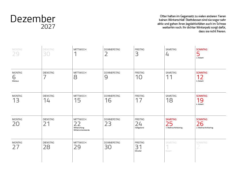Weitere Ansicht: Otter Kalender 2027 Wandkalender Eintragkalender