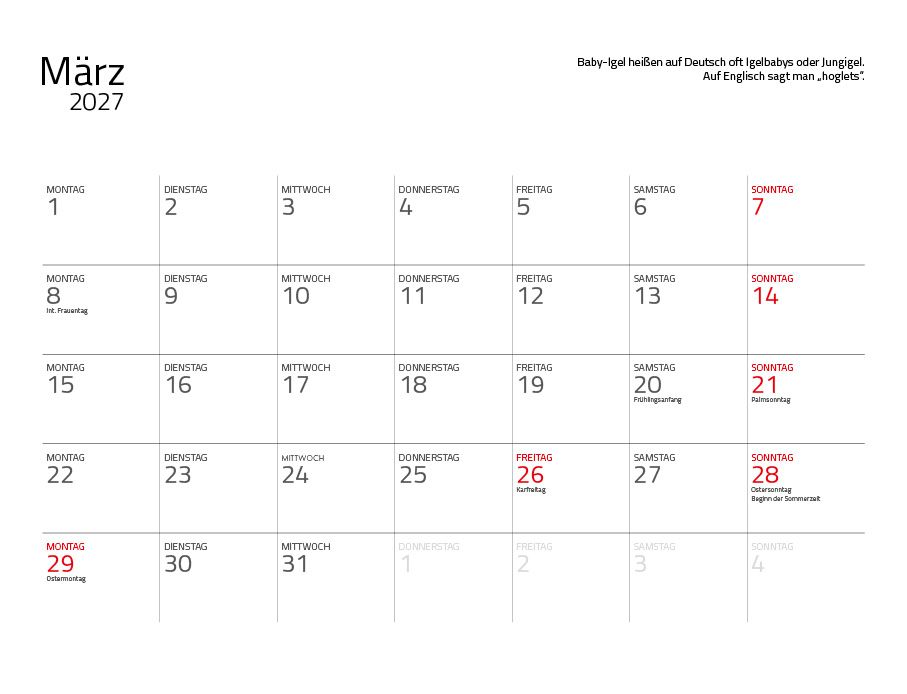 Weitere Ansicht: Igel 2027 Eintragkalender