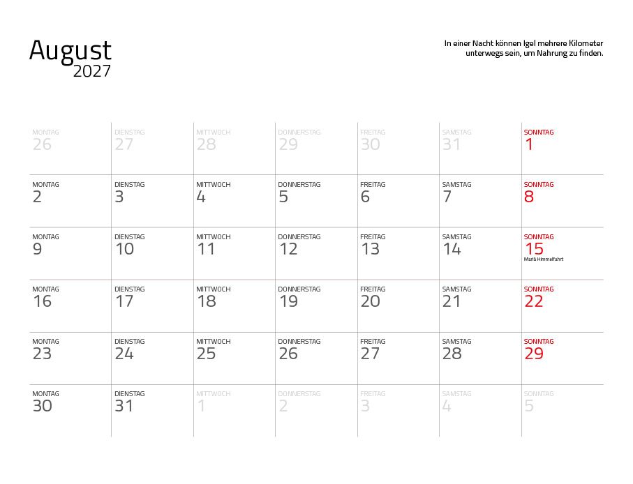 Weitere Ansicht: Igel 2027 Eintragkalender