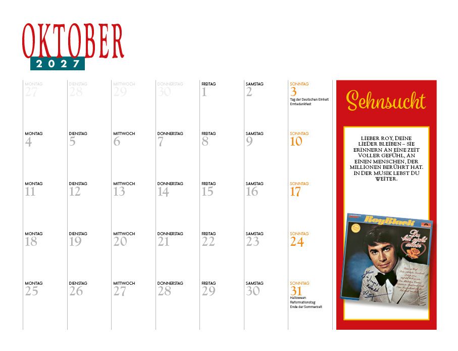 Weitere Ansicht: Roy Black Kalender 2027