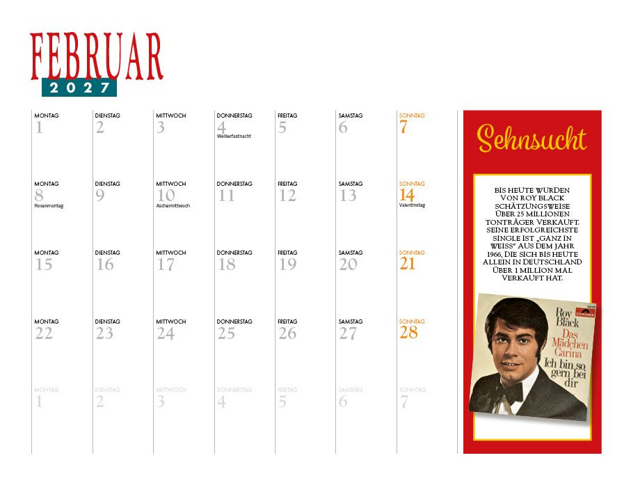 Weitere Ansicht: Roy Black Kalender 2027