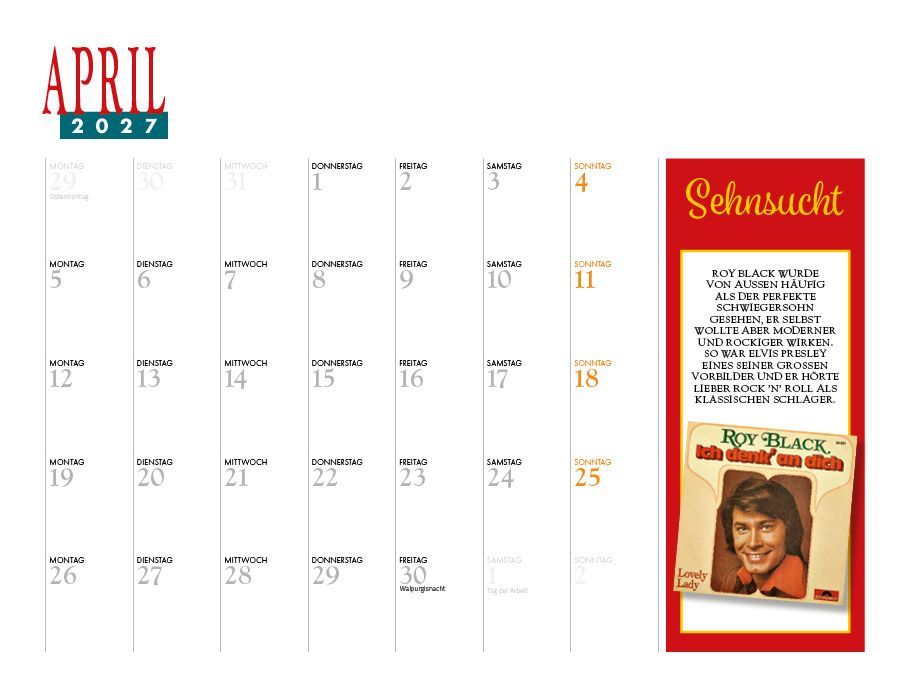 Weitere Ansicht: Roy Black Kalender 2027
