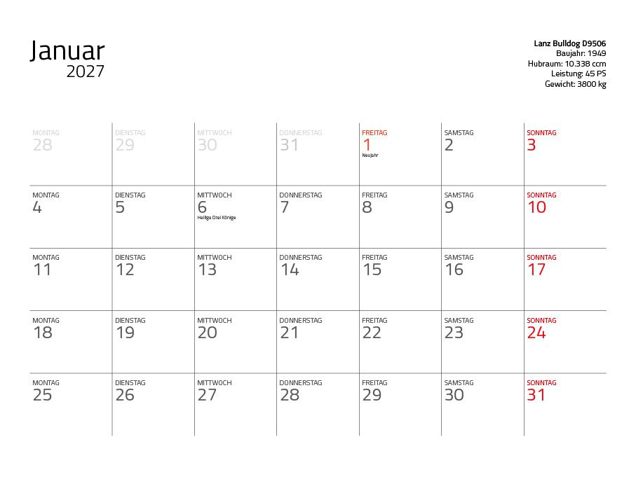 Weitere Ansicht: Traktor Klassiker 2027 - Eintragkalender