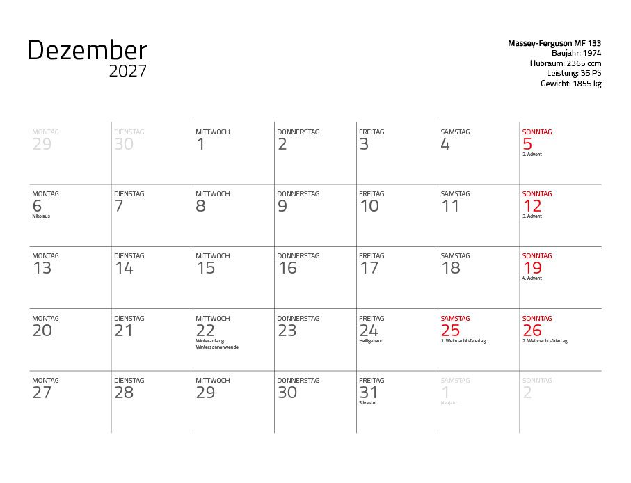 Weitere Ansicht: Traktor Klassiker 2027 - Eintragkalender