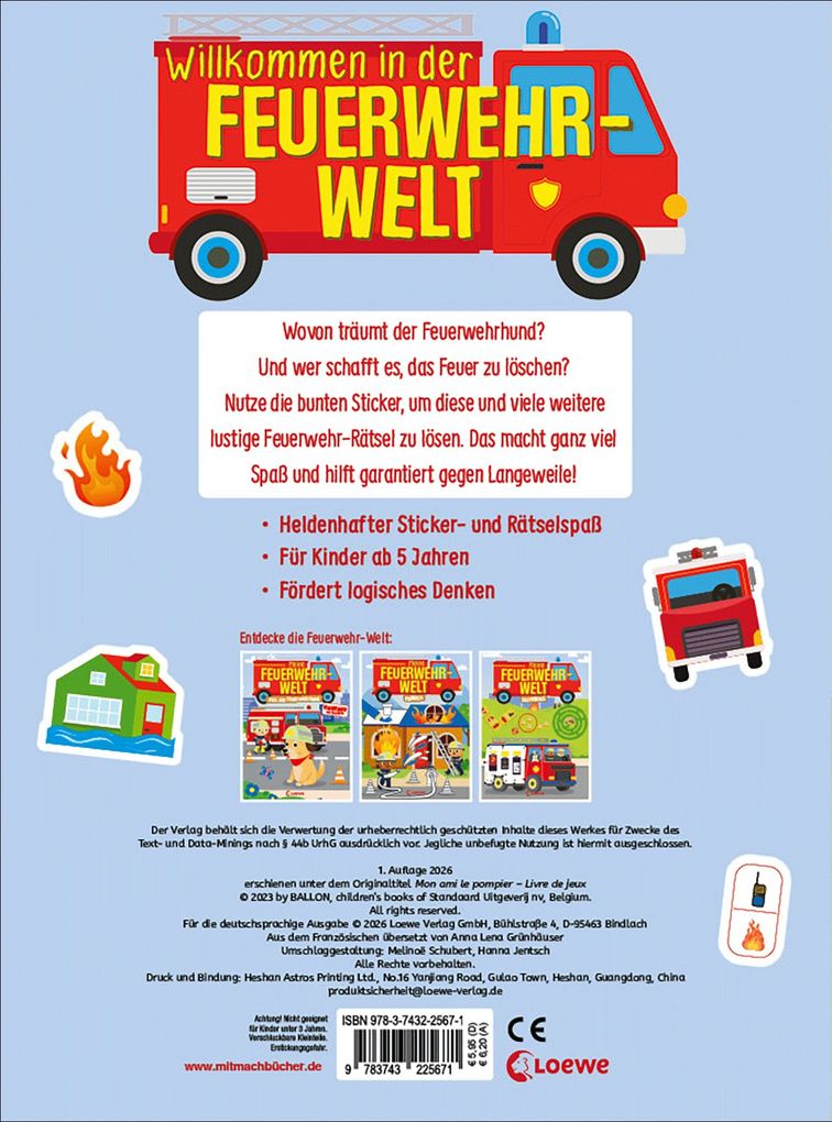 Weitere Ansicht: Meine Feuerwehr-Welt - Rätselspaß mit Stickern