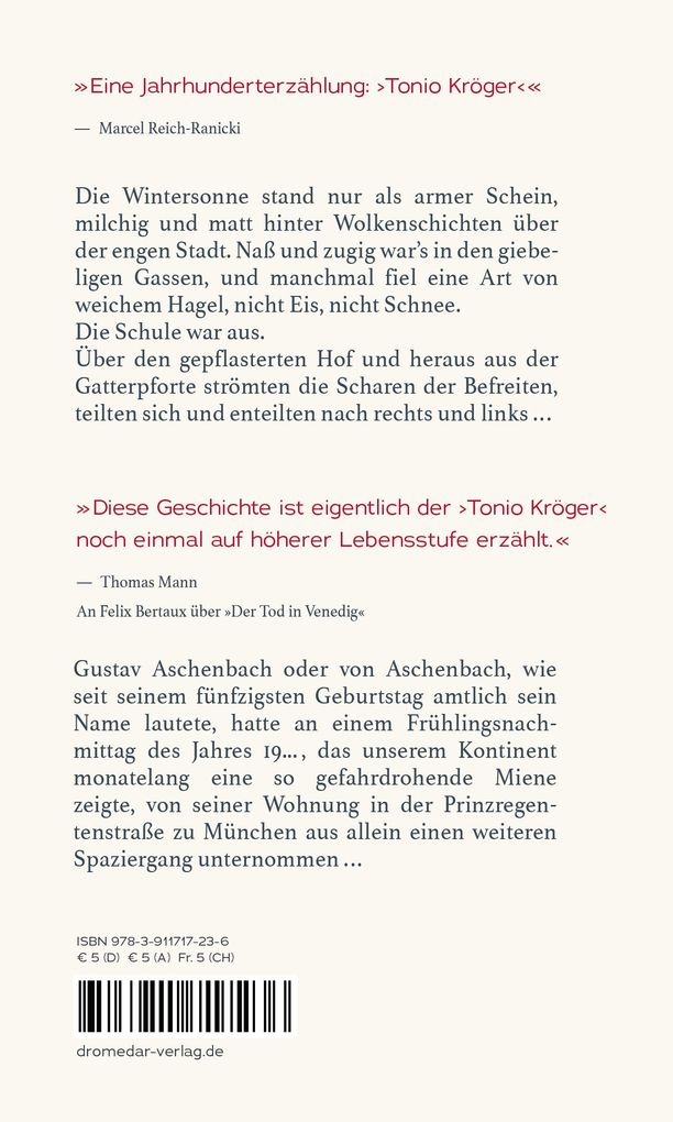 Weitere Ansicht: Tonio Kröger / Der Tod in Venedig | Thomas Mann