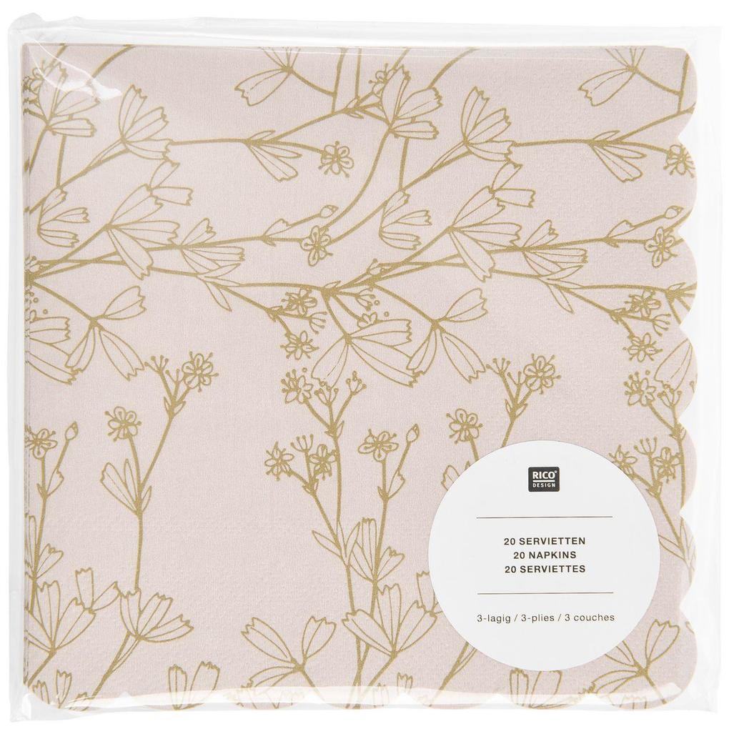 Weitere Ansicht: Servietten Blumen, Apricot/Gold, FSC MIX