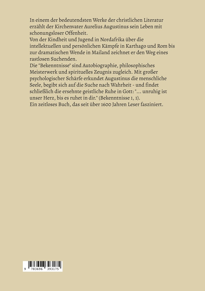 Weitere Ansicht: Bekenntnisse | Aurelius Augustinus