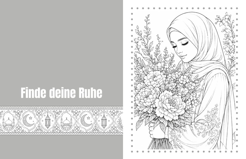 Weitere Ansicht: Elegante Hijab Frauen - Malbuch für Erwachsene mit stilvollen Portraits | Nanja Holland