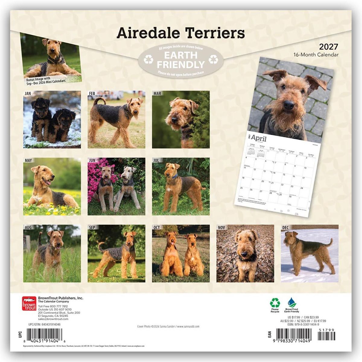Weitere Ansicht: Airedale Terrier 2027 - 16-Monatskalender | Browntrout Publishers
