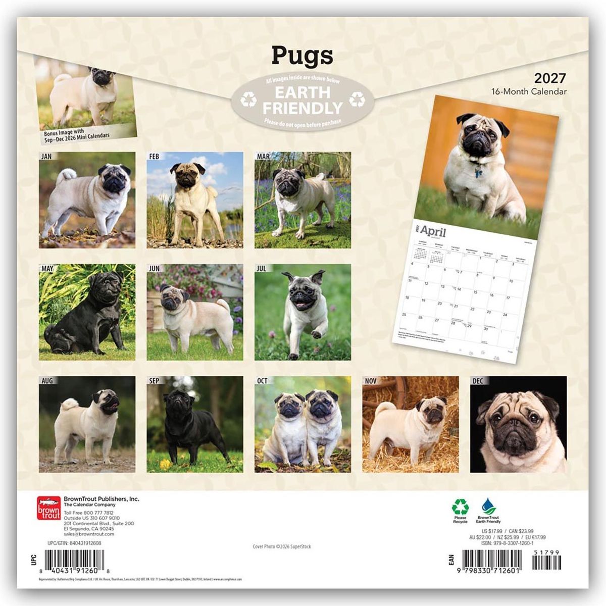 Weitere Ansicht: Pugs - Mops 2027 - 16-Monatskalender | Browntrout Publishers