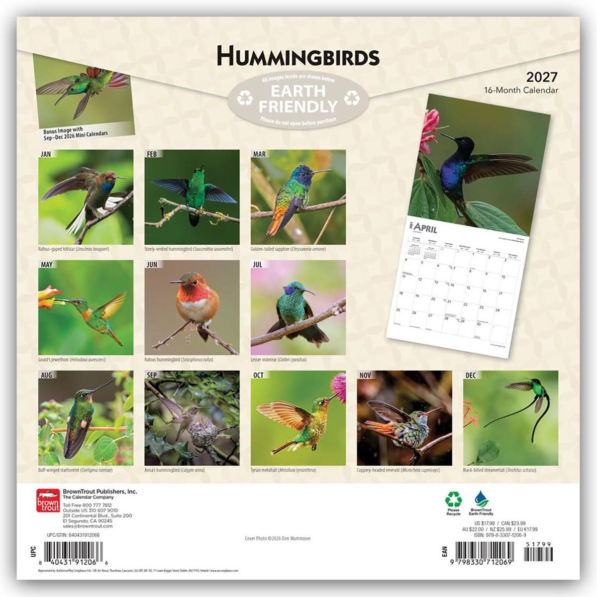 Weitere Ansicht: Hummingbirds - Kolibris 2027 - 16-Monatskalender | Browntrout Publishers