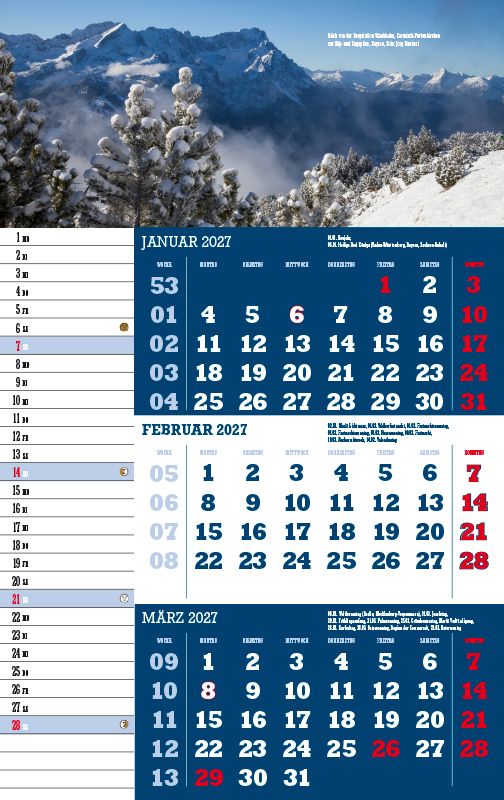Weitere Ansicht: 3-Monatskalender Deutschland 2027 | Jörg Neubert