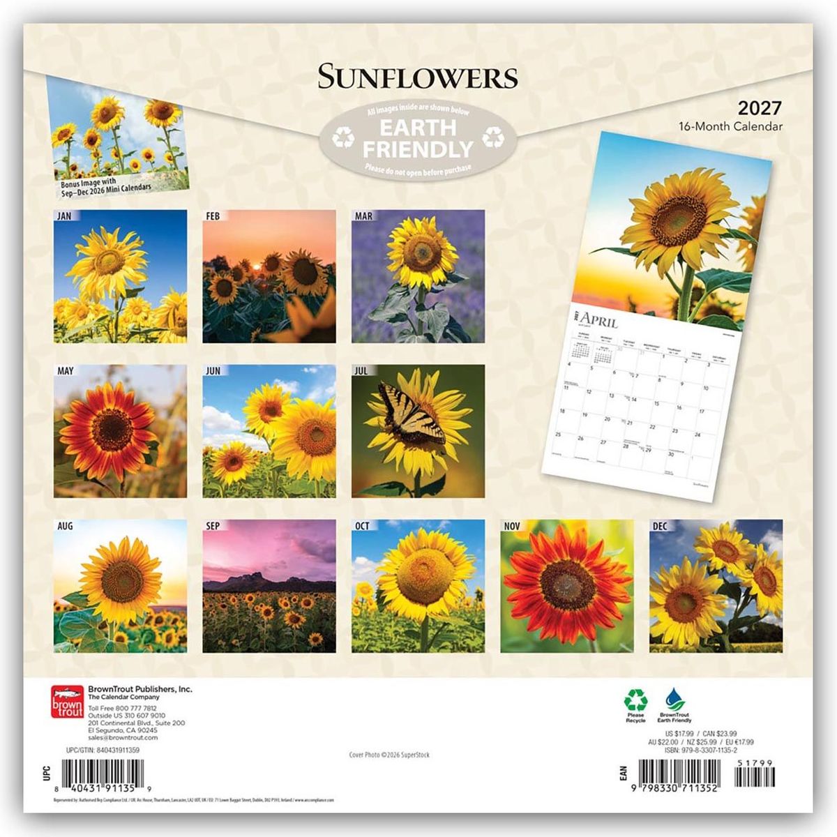 Weitere Ansicht: Sunflowers - Sonnenblumen 2027 - 16-Monatskalender | Browntrout Publishers