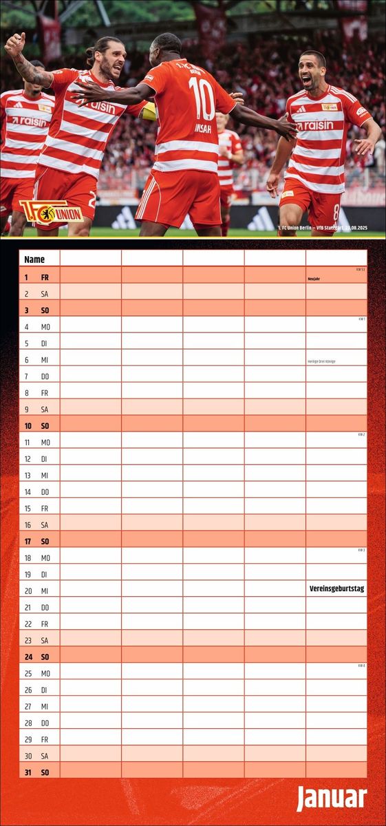 Weitere Ansicht: 1. FC Union Berlin Familienplaner 2027