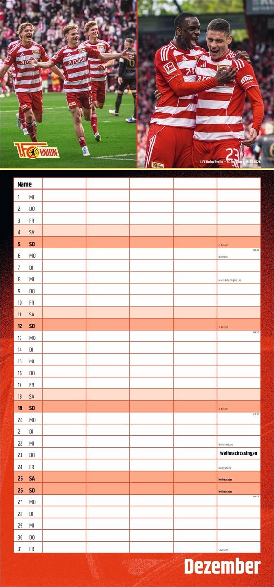 Weitere Ansicht: 1. FC Union Berlin Familienplaner 2027