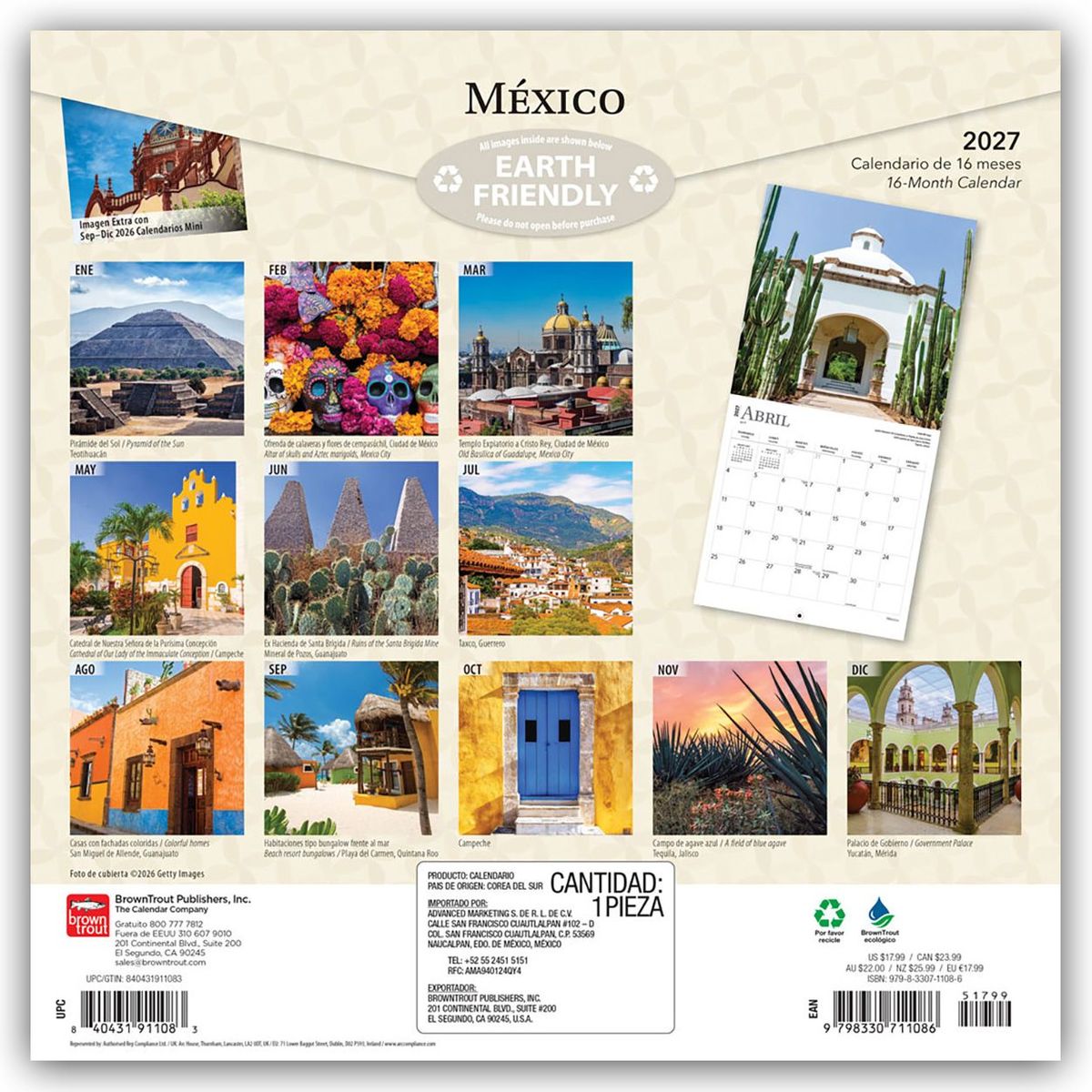 Weitere Ansicht: Mexico - Mexiko 2027 - 16-Monatskalender | Browntrout Publishers