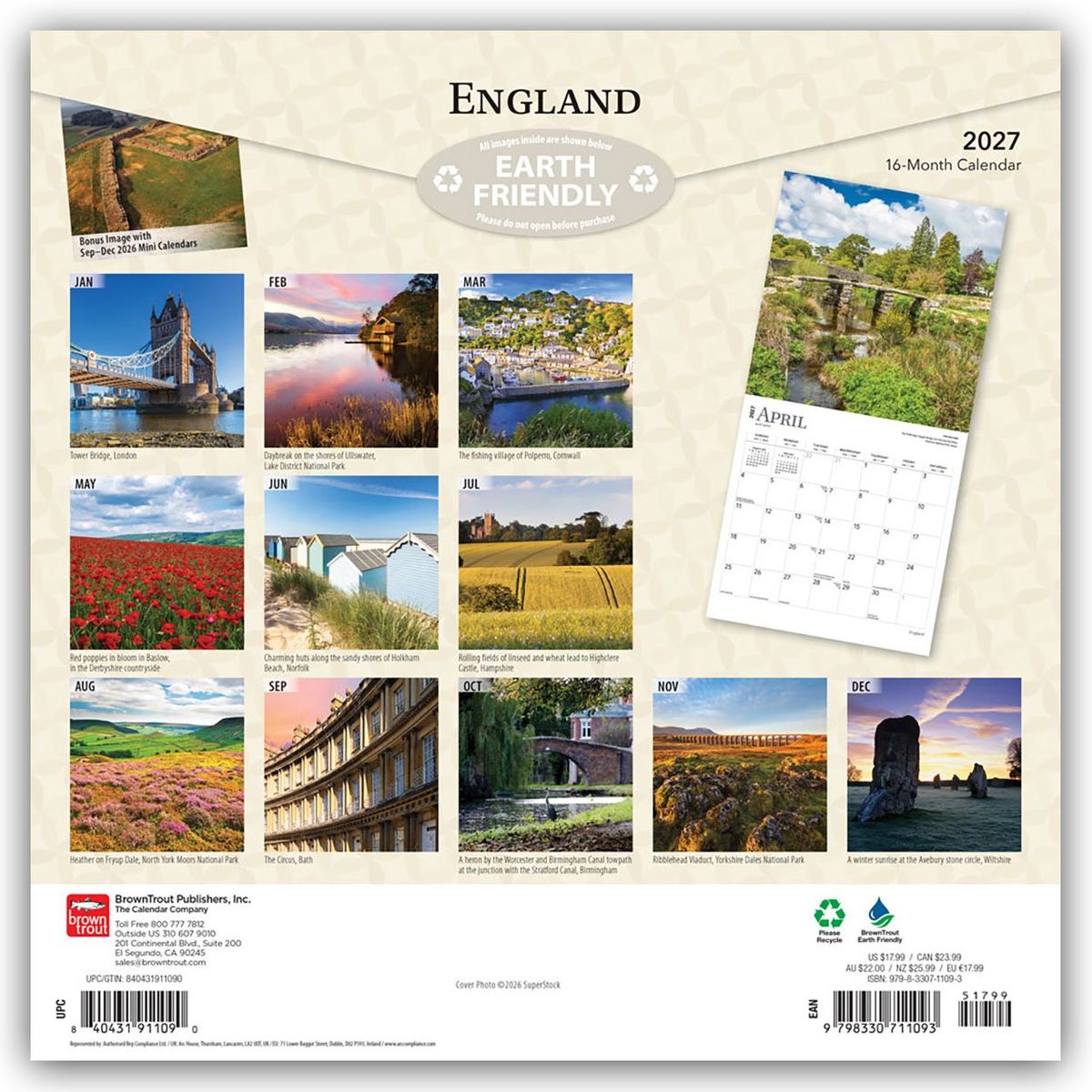 Weitere Ansicht: England 2027 - 16-Monatskalender | Browntrout Publishers