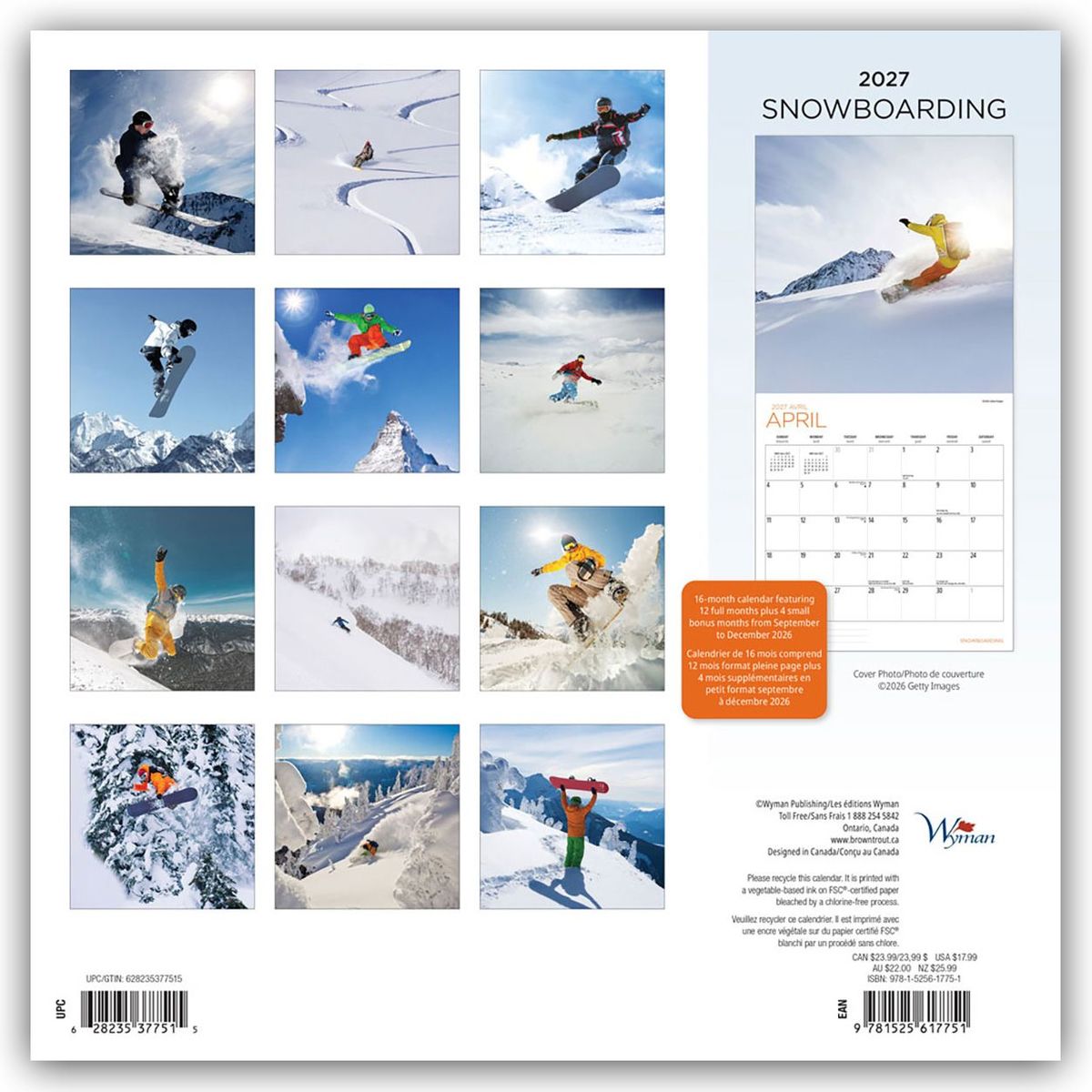 Weitere Ansicht: Snowboarding 2027 - 16-Monatskalender | Wyman Publishing
